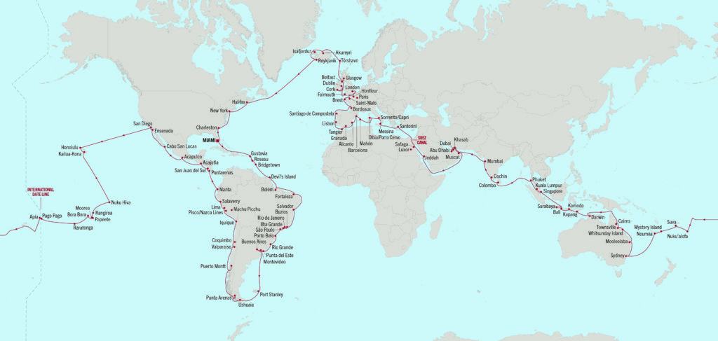 L'itinéraire de 180 jours à bord du Vista - Oceania Cruises