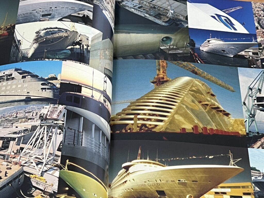 Photos de la construction du Silver Cloud regroupées sur le livre des 10 ans de Silversea Cruises