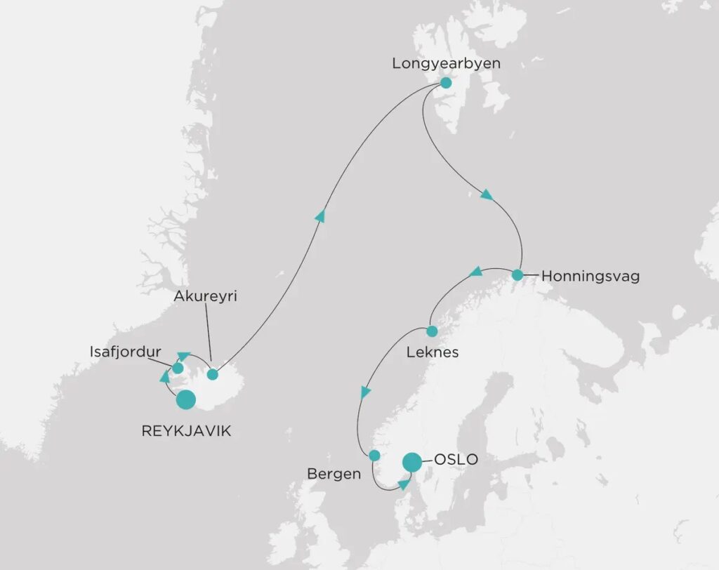 Croisières de luxe Crystal d'Islande à la Norvège