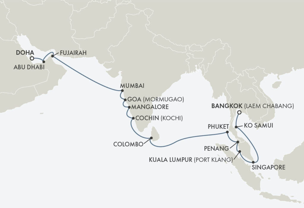 Croisière Regent Seven Seas Cruises de Bangkok (Thaïlande) à Doha (Qatar)