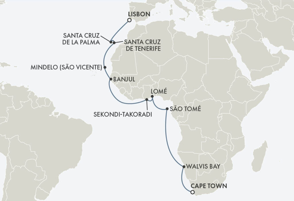 Croisière Regent Seven Seas Cruises de Le Cap (Afrique du Sud) à Lisbonne (Portugal)