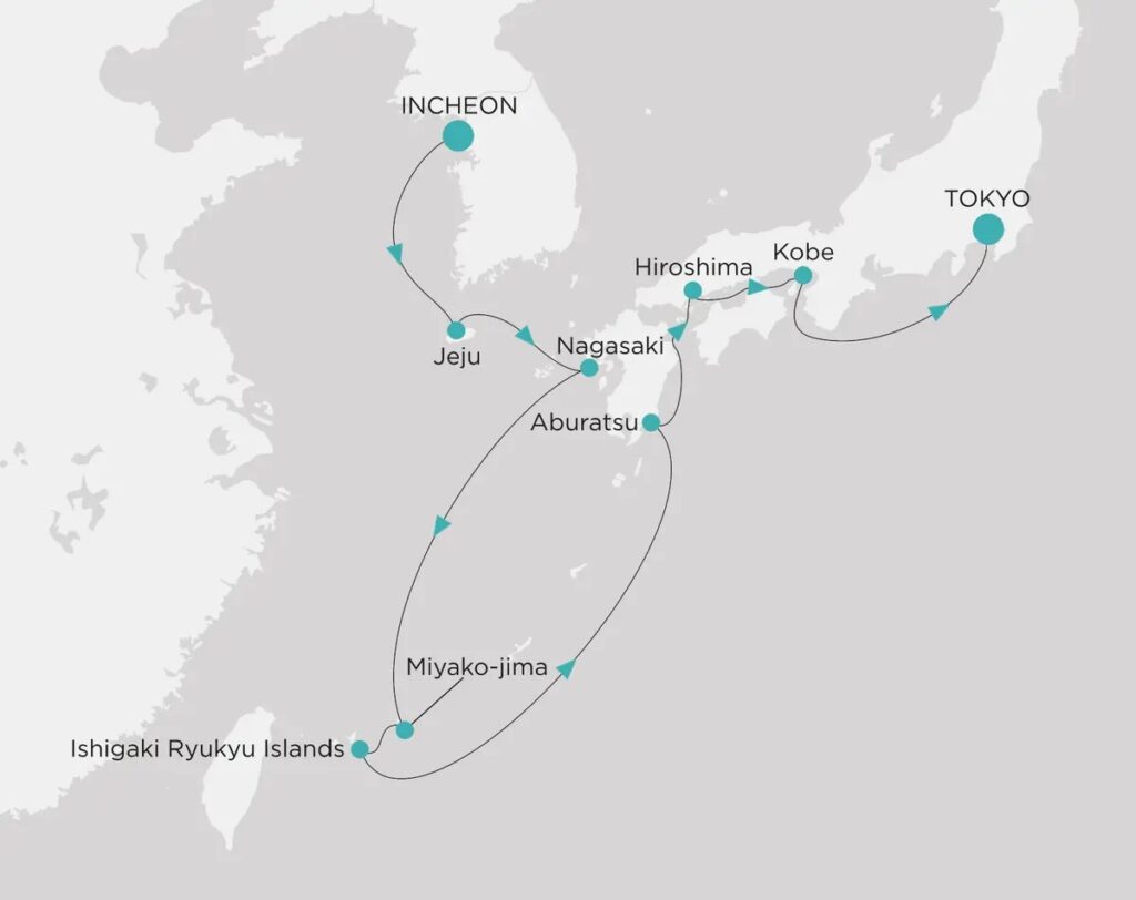 Crystal Cruises Séoul à Tokyo
(12 nuits)﻿
