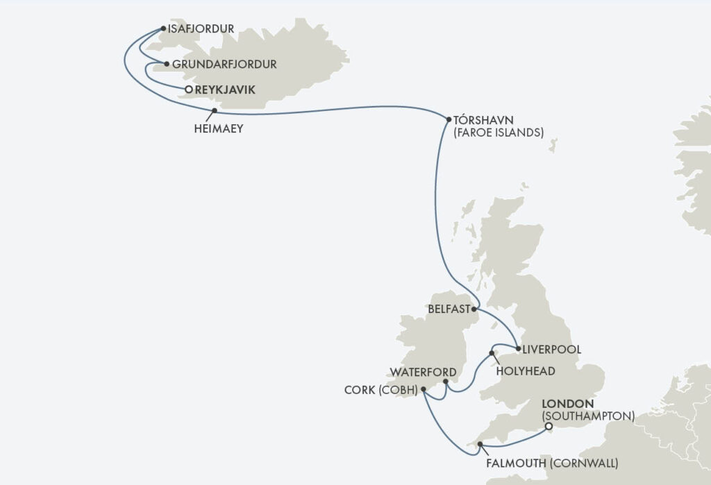 Croisière Regent de Londres (Southampton) à Reykjavik