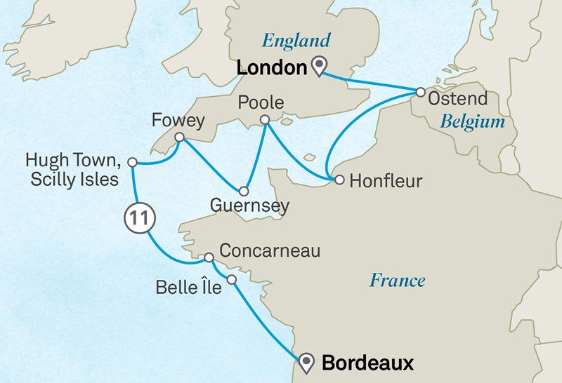 Depuis Bordeaux pour 11 nuits de navigation vers Londres