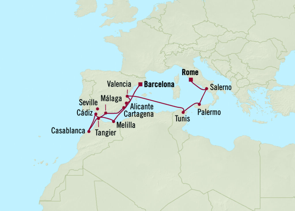 Fête de fin d'année et réveillons en croisière de Barcelone à Rome via le Maghreb