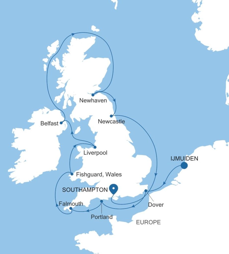 Croisière Silversea de IJmuiden (Amsterdam) à Southampton