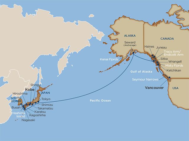 33 jours de navigation entre Vancouver et Tokyo ou Osaka
