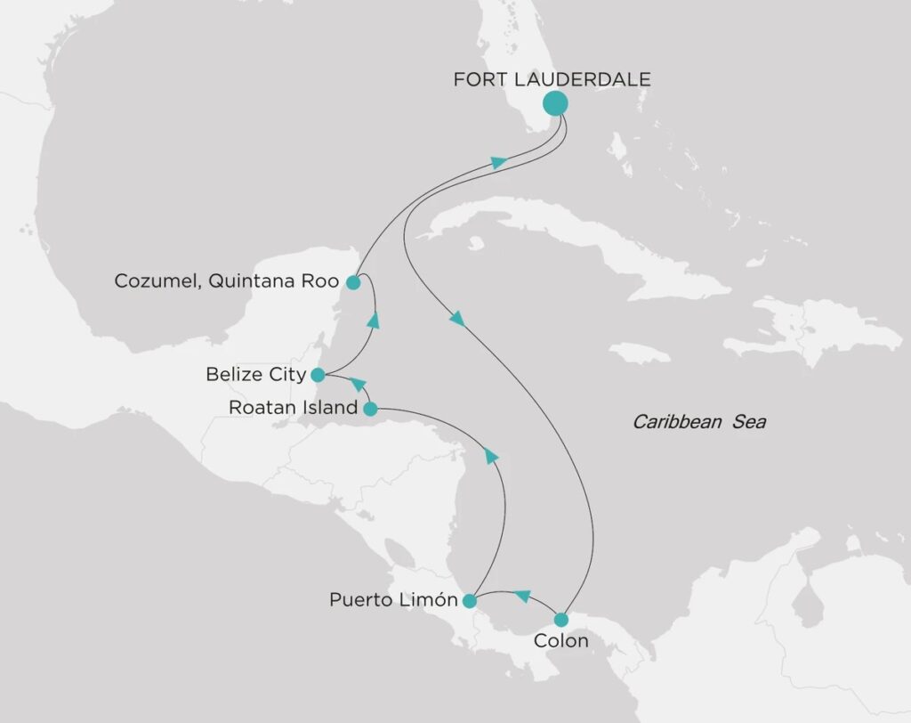 Carte Croisière Caraïbes de/à Fort Lauderdale