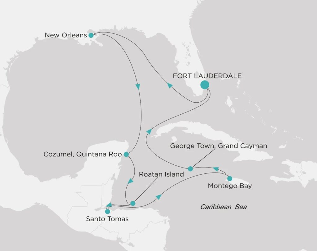 Carte Croisière de/à Fort Lauderdale