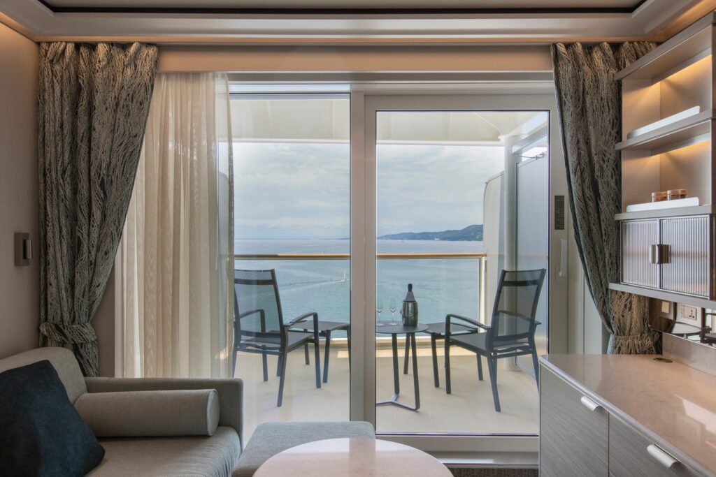 Croisière Silversea : les suites Premium Veranda, Deluxe Veranda, Superior Veranda, Classic Veranda et Veranda sont dans la catégorie Veranda